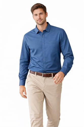 Image of Men's Solid Casual Shirt | Casual Plain Button Down Shirt for Men | Regular Fit Full Sleeves Smart Formal & Casual Wear