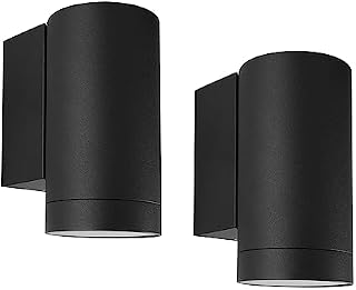Klighten 2 pcs Outdoor Wall Lights IP65, Outside Down Lights, Exterior Wall Lighting Aluminum Modern Wall Lamp for Garden Entrance Terraces Corridor, Socket GU10, Bulbs not Included, Black