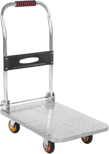 Carro de plataforma plegable de gran capacidad con asa y ruedas 2