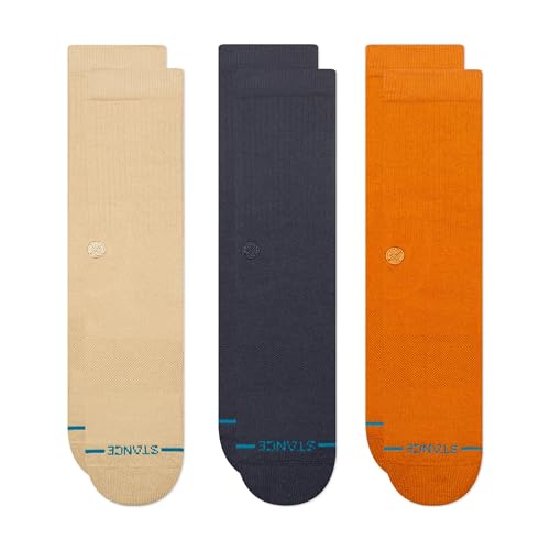 Image of Stance Icon Classic Casual Crew Socks 3-Pack, Cotton Blend and Cushioning Arch Support