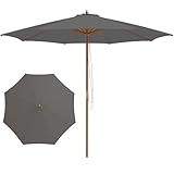 Tangkula 10FT Patio Umbrella, Outdoor Table Market Umbrella w/8 Wooden Ribs, 3...