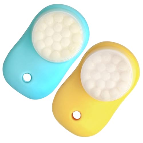 PAMINGONO Cepillo Facial Doble Cara de Silicona Masajeador y Facial Portátil 2 Unidades Amarillo Limón y Azul Claro para Limpieza Profunda y Cuidado Diario Piel