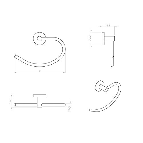 Gedy FE70-13 Felce Towel Ring, 0.4