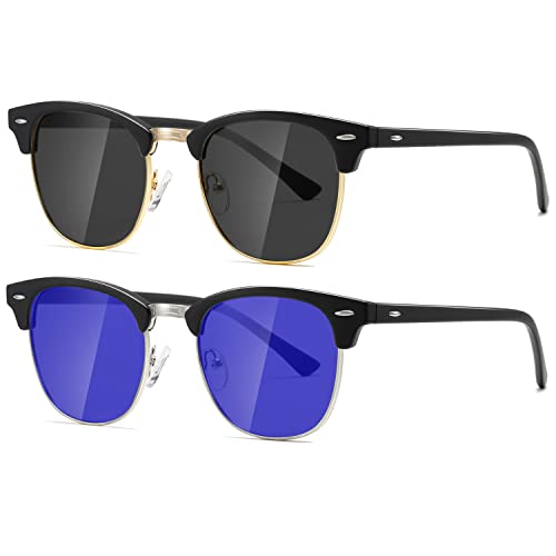 Image of AEVOGUE Semi Rimless Polarized Sunglasses for Women Men, AE0369 2 Pack | Retro, UV Protection, Driving Travel Outdoor, Lightweight Frame, Value Set