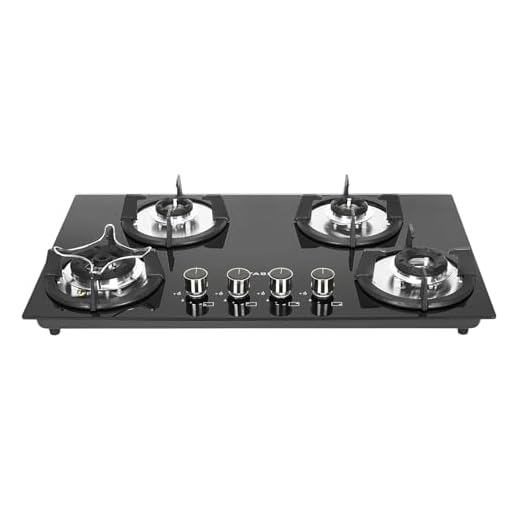 Faber Hob 4 Burner | Auto-Ignition | Spillage Proof | HOB SUPERIA HT764 BR AI N |Metal Knobs | Pan Support | Black Glass Finish |5 Yr Warranty on Burner & Glass | 1Y Comprehensive (76cm 4 Burner)