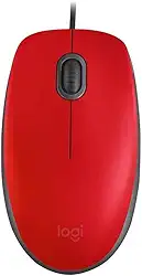 Logitech, 910-005492, Mouse com fio USB M110 com Clique Silencioso, Design Ambidestro e Facilidade Plug and Play - Vermelho
