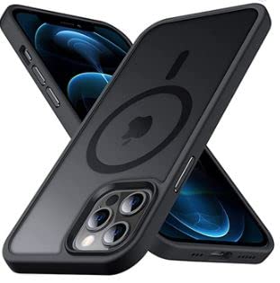 ShenYuji Magnetic Case for iPhone 12 Pro/13 Pro [Compatible with MagSafe] Translucent Matte Back Anti-Fingerprint Anti-Scratch 6.1 Inch (Black)