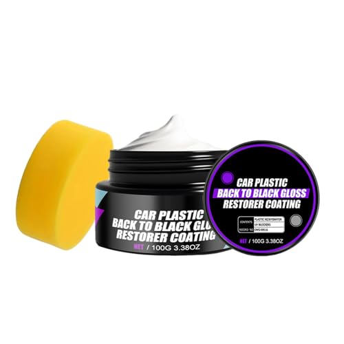 Regenerador para plásticos de coche | Pasta revitalizante con revestimiento – Aire acondicionado restaurador protector con esponja para asientos de piel para el cuidado del coche