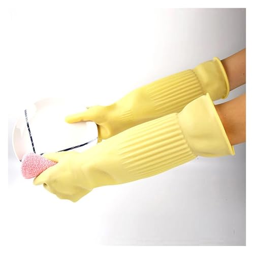 Kitchen Long Sleeve Latex Gloves Women Kitchen Heavy Duty Latex Gloves Pet Care Reusable Household Gloves Cleaning(45CM S)3