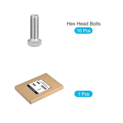 Image of METALLIXITY Hex Head Bolts (7 /16-14 x 1-1 /4 inch) 10Pcs, 304 Stainless Steel 18-8, Fully Threaded, External Hex Drive, Plain Finish, Hex Head Screw Bolt, Silver