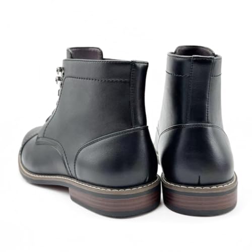 Finishing & Sewing Men's Dress Cap Toe Oxford Boots, Lace Up Ankle Derby Boots4