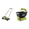 Ryobi RY18SFX35A-0 18V One+ Cordless 35cm Brushless Scarifier, 18 V, Vert & Épandeur à Main à Batterie 18V One+ - Débit et Largeur Épandage Réglables - Bac Capacité 4 L / 5 kg - Poignée