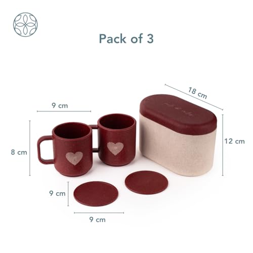 Image of Irida Naturals Two Hearts Couple's Mug & Coaster Marriage Gift Set, Durable, Lightweight | Premium Loopac Wedding Gift - Ready Packaging | Pack of 2 Mugs with Multi-Utility Box