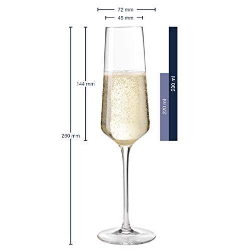 Foto von LEONARDO HOME Sektgläser PUCCINI (6er Set) • kratzfeste Sektgläser (280 ml) • Spülmaschinenfest & Langlebig • Zeitlose Champagnergläser für Zuhause & Restaurants • Prosecco-Glas Puccini • 069550