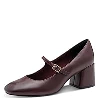 Marco Tozzi Damen Mary Janes aus Leder mit Blockabsatz, Rot (Bordeaux), 38 EU
