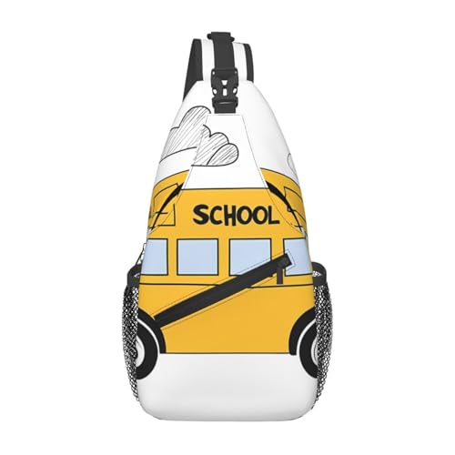 School Bus Multi Functional Adjustable Single Shoulder Crossbody Bag,Casual Chest Bag, Suitable For Daily Travel,Unisex