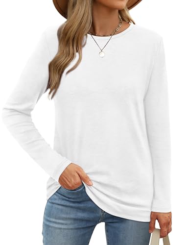 XIEERDUO Long Sleeve Shirts for Women Casual Crew Neck Basic Fall Tops Loose Fit Comfy2