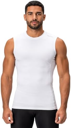 DEVOPS 3 Pack Men's Compression Shirts Sleeveless Tank Top Baselayer | Gym Training, Running, Moisture Wicking, Compression Fit, 4-Way Stretch, UPF 50+, Sleeveless