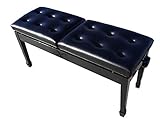Adjustable Deluxe Duet Two Seated Double Artist Piano Bench Stool in Ebony