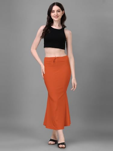 Image of Women's Saree Shapewear Petticoat, Cotton Blend Stretchable Mermaid Skirt, High Waist Tummy Control, Smooth Curve Fit with Adjustable Drawstring