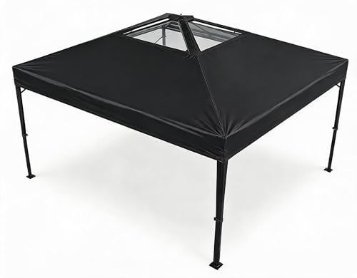 Garvee Carpa Plegable 3x3m Impermeable Cenador Pop Up Comercial Exterior Jardín Terraza Estructura Acero Reforzada Techo Doble Claraboya Ventilado Protección UV Fácil Montaje Sin Paredes (Negro)