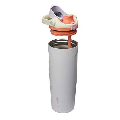 Image of Owala FreeSip Sway Insulated Stainless Steel Water Bottle with Two-Way Spout, Built-In Straw and Bucket Handle, Made for Travel, School, and Sports, 30oz, BPA Free, Leak Proof, Beach House