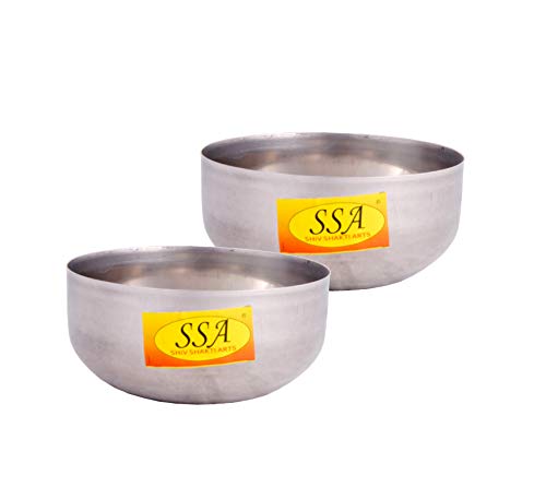SHIV SHAKTI ARTS Stainless Steel Plane Handi, Bowl (2 Piece, 300 Ml Each, Silver)