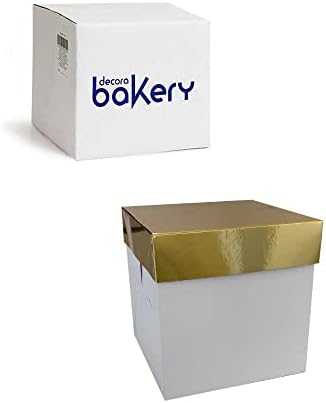 Decora, 0339445 Panettone Box with Automatic Bottom 20 x 20 x 20 H cm, with Gold Lid, Perfect for Packaging High or Low Panettones up to 1 kg, Individually Packed image 3