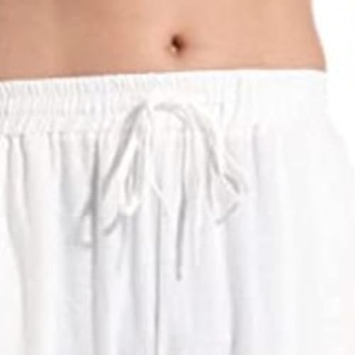 Mens Casual Cotton Linen Pant Elastic Waist Drawstring Yoga Jogger Pants Medieval Tapered Jogging Beach Pants2