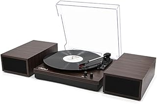 LP&No.1 Bluetooth Vinyl Record Player with External Speakers, 3-Speed Belt-Drive Turntable for Vinyl Albums with Auto Off and Bluetooth Input