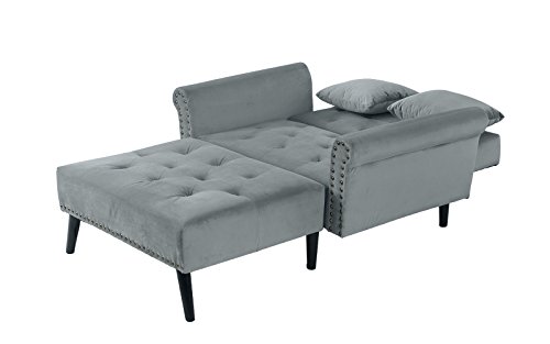 Modern Indoor Chaise Lounge Recliner Chair with Mid-Century Velvet Tufted Loveseat Couch for Living Room - Thumbnail 6