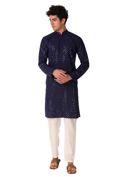 LookMark Present Mens Pure Rayon Chikankari Sequins Kurta||Mens Chikankari Navyblue Coloured Kurta|| AZ-LM-OG-Kurta 11 Navy Blue-L (B0CRB69K37) Amazon Price History, Amazon Price Tracker