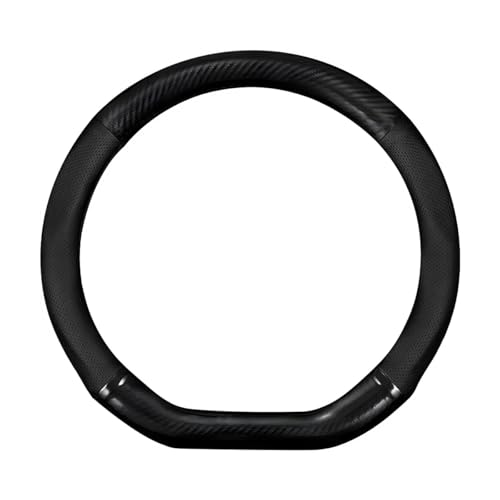 BWBWND Car Breathable Steering Wheel Cover Carbon Fiber Wear-Resistant D Shape Steering Wheel Protector for Comfy Grip Universal Non-Slip Leather Wheel Sleeve for Most Car SUV Truck (Black)