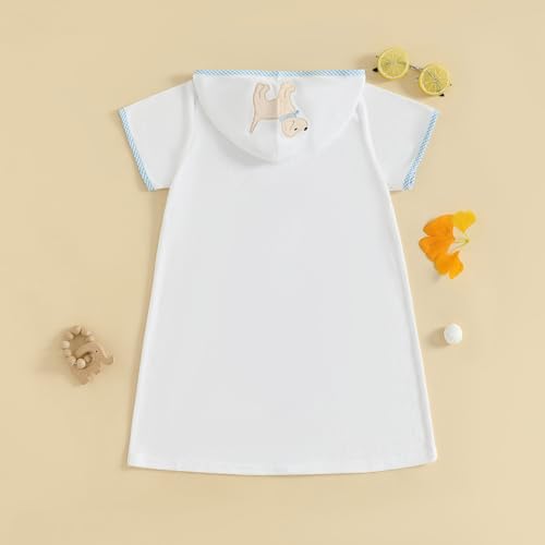 Toddler Girl Boy Terry Swimsuit Cover-up Short Sleeve Hooded Embroidery Pool Beach Bathing Suit Kids Summer Swimwear4
