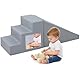 Schaumstoff Bausteine Kinder Klettern Indoor: 2 PU-Leder Softbausteine Riesenbausteine Spielbausteine mit Baby-sicherer Spiegel- Weiche Bausteine Baby Montessori Großbausteine Kletterspielzeug