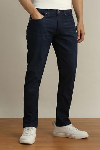 Image of Peter England Men's Slim Tapered Jeans | Denim | Casual Wear | Modern Fit