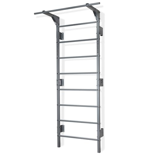Potenza Mur d’Escalade – Acier – Fabriqué en UE (avec Barre de Traction, Gris, Plus étroite)