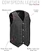 First Mfg Co - Gun Runner - Men’s Motorcycle Black Leather Vest Biker Riding Western Style V-neck Vest with Single Back Panel - Black - 4X Large