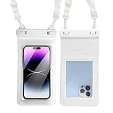 SUNG CHY IPX8, 7.4Waterproof Phone Pouch, Universal Fit(iPhone 16 15 14 13 Plus Pro, 12 11 Pro XR X 8 7 6S Plus SE, Galaxy S25 S24 S23 S20 Series Pixel, Lanyard Included (White) 1pack