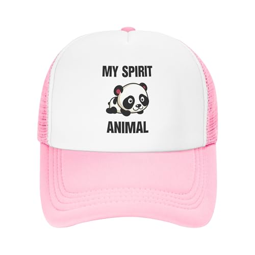 Pandas are My Spirit Animal Trucker Hat Funny Cute Panda Baseball Cap Mesh Back Adjustable Hats for Kids - Pink