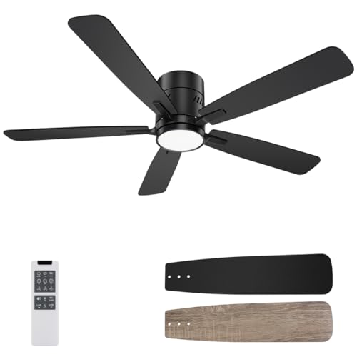 kadision 48 inch Flush Mount Ceiling Fans with Lights, 6-Speed Reversible Quite Motor, 6CCT Light...