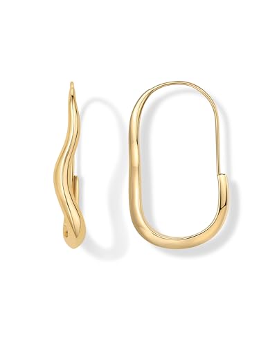 PAVOI 14K Gold Plated Sterling Silver Posts Wavy Infinity Hoops | Lightweight Twisted Earrings | Wave Thin Endless Hoop Earrings for Women