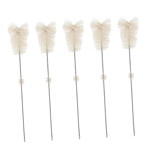 KOMBIUDA 5pcs Bottle Brush Bottle Washer Scrubber Hummingbird Feeder Brush Straws Laboratory Beaker Brush Flask Bottle Brush Cleaner Straw Cleaning Brush for Tube Beige Pig Hair