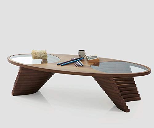 C-DECOR Perfect Super Sleek and Stylish Castle Coffee Table Wooden and Tempered Glass Inlay 52 Inches, with Quintessential Mid-Century Modern Design, Sofa Table for Living Room, and Walnut Finish C-DECOR Perfect Super Sleek and Stylish Castle Coffee Table Wooden and Tempered Glass Inlay 52 Inches, with Quintessential Mid-Century Modern Design, Sofa Table for Living Room, and Walnut Finish