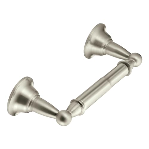 Image of Moen DN6808BN Sage Traditional Double Post Spring-Loaded Toilet Paper Holder, Brushed Nickel