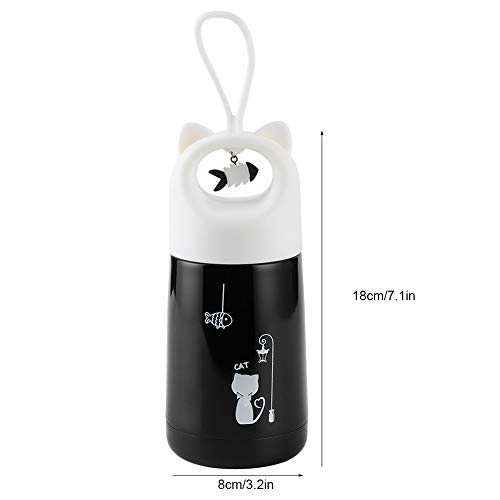 Pink Black&White Cute Cartoon Stainless Steel Insulation Vacuum Cup Anti-Collision Leak-Proof Bottle Thermoses With Pendant For Children Students (2#) #TOP1