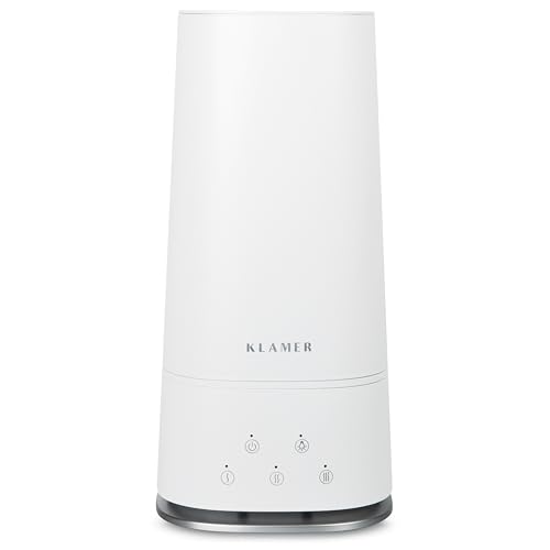KLAMER Luftbefeuchter 4L Top Fill, Leise 30dB, 40h Laufzeit, 300 ml/h, 3 Stufen - Ideal für Büro,...