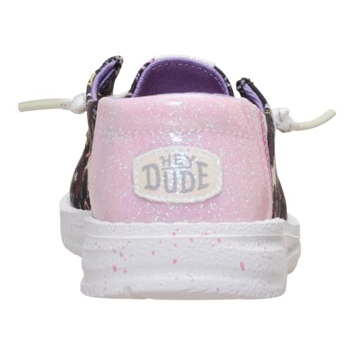 Image of HEYDUDE Girl's Youth Wendy Garden Floral Slip On Shoe | Skyway Blue /Multi | Lightweight Loafer with Elastic Laces