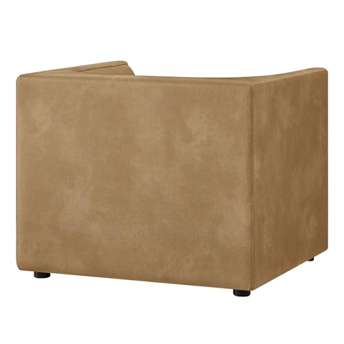 Sillón Curvo Moderno Piel Vegana Beige miniatura 7