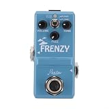 Rowin LN-322 Frenzy E-Gitarrenpedal, klassischer Fuzz-Ton mit Dual-Modus für Bassgitarre Distortion, Vintage Overdrive Stompbox in kompakter Metallschale, grün